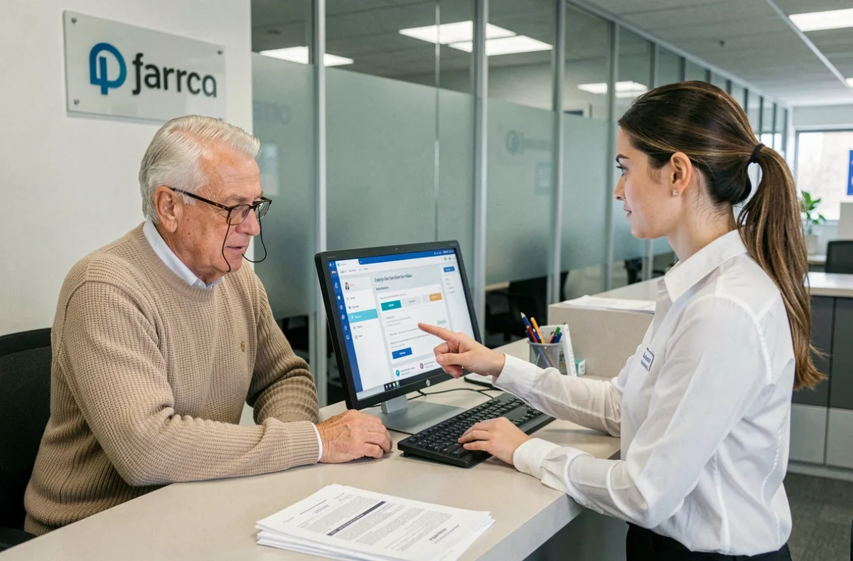 Client senior en agence Société Générale demandant de l'aide pour débloquer l'accès à son espace client