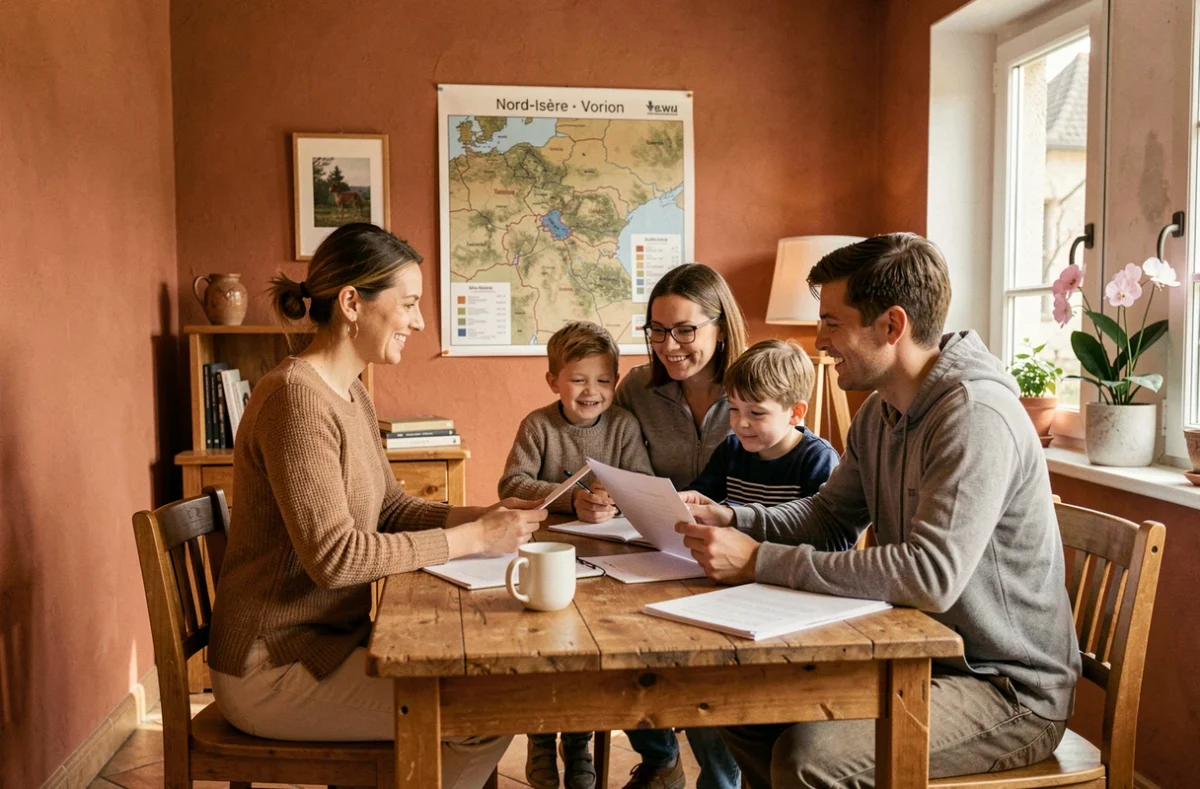 Courtier Avicap Voiron conseillant une famille sur un crédit immobilier dans le Nord-Isère