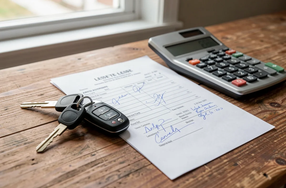Clés de voiture et contrat de location posés sur un bureau