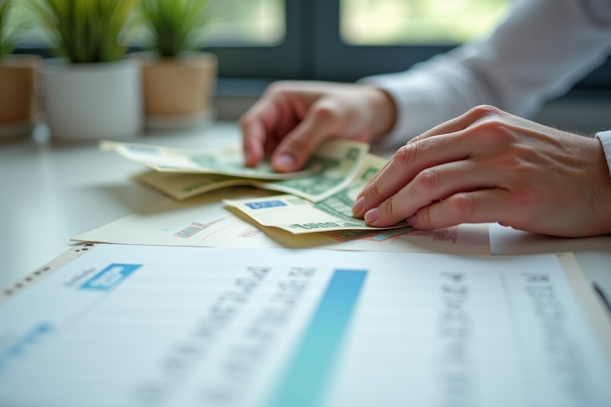 Mains comptant des billets d euro avec graphique de salaire