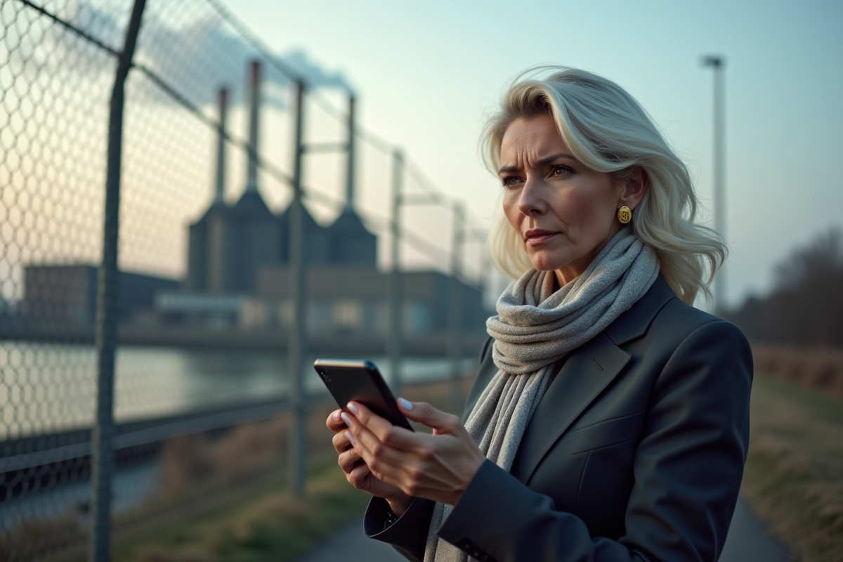 Femme observant un symbole bitcoin sur son smartphone