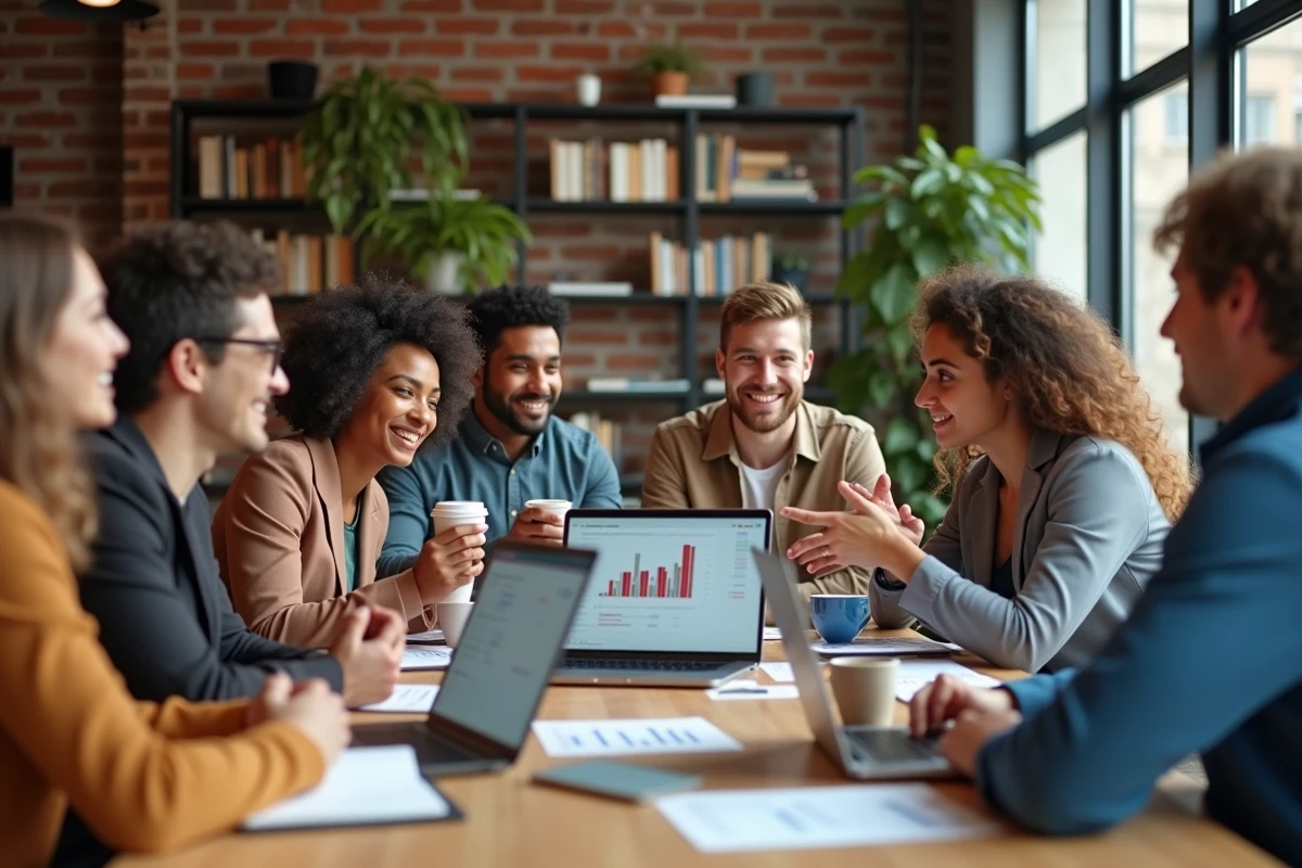 Groupe de jeunes adultes discutant autour d