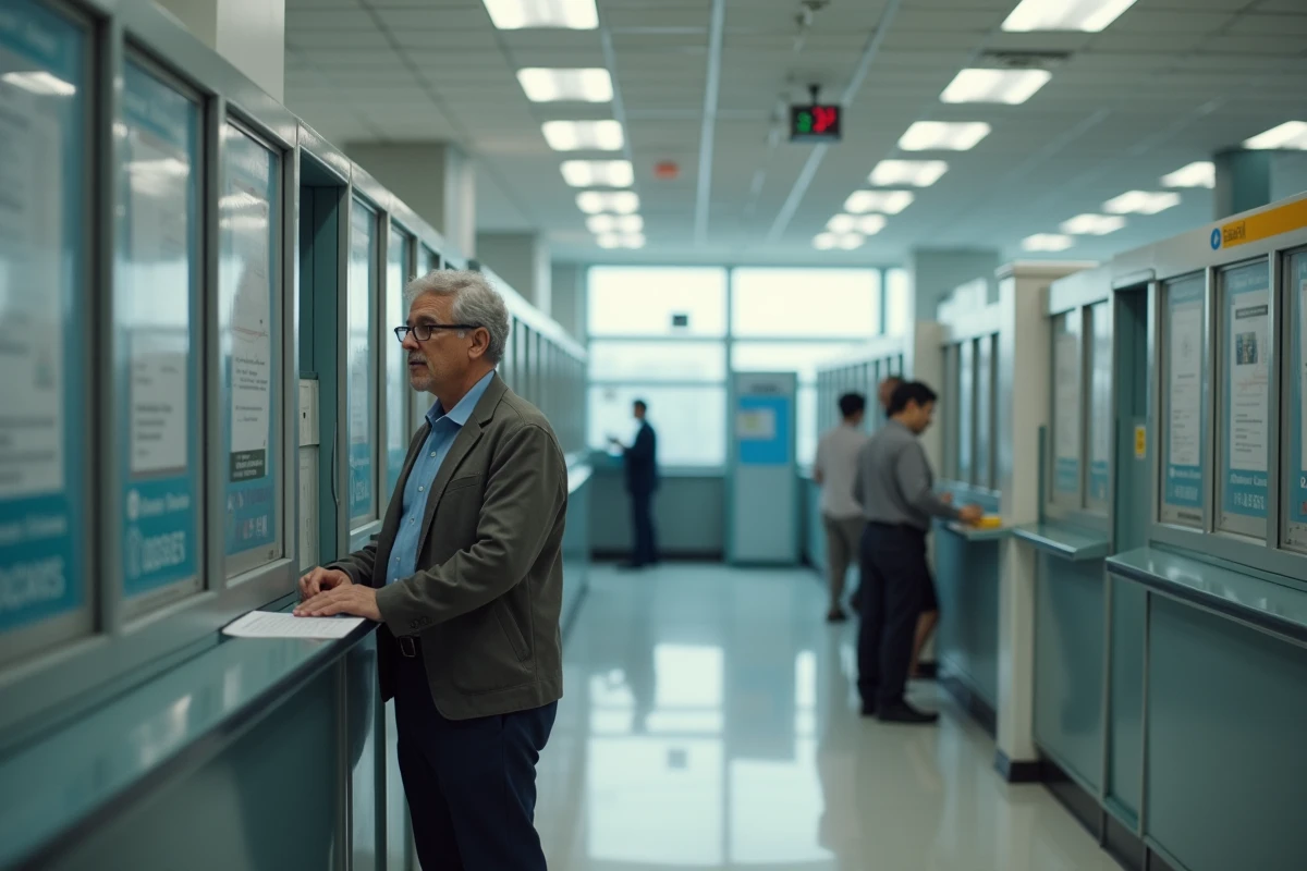 Homme discutant avec un agent dans un bureau d