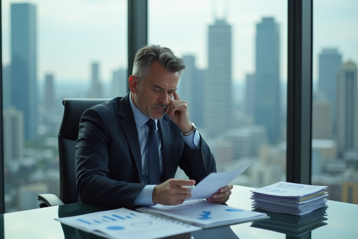 Homme d'affaires en costume dans un bureau moderne