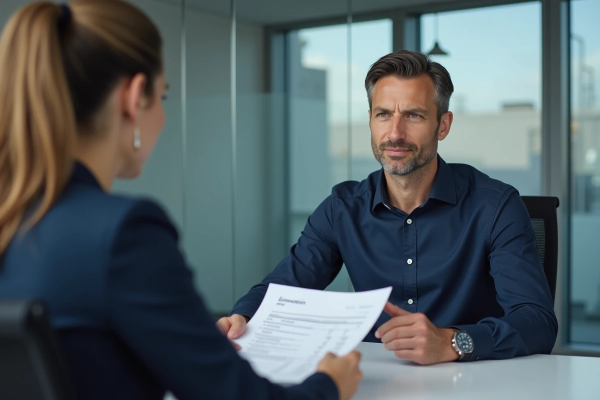 Homme consultant un conseiller bancaire pour évaluer sa capacité d'emprunt selon son salaire brut net 2026