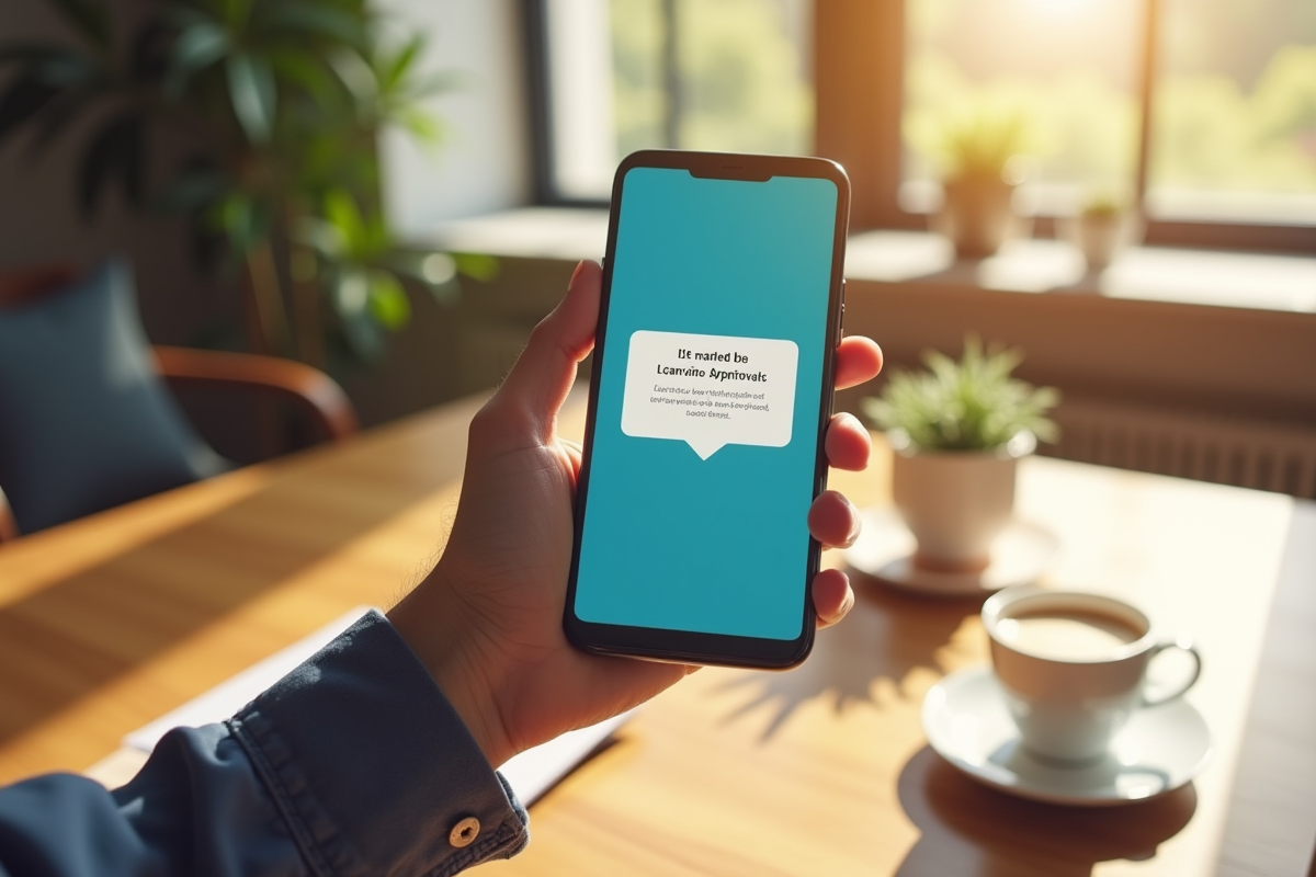 Smartphone affichant une notification d
