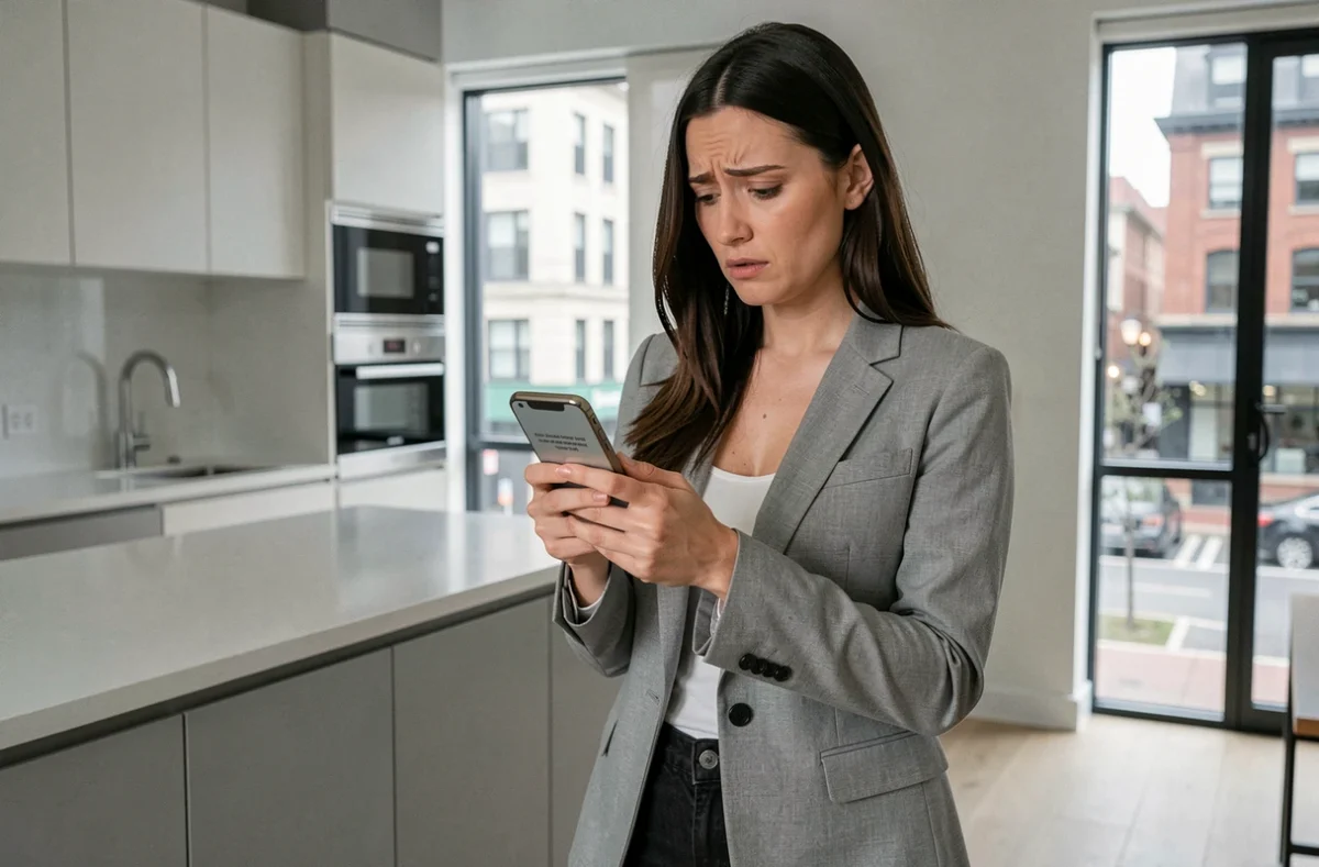 Femme consultant son smartphone face à un problème de connexion au compte Société Générale